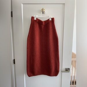 Handknitted Midi Skirt in Copper Red